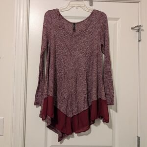 Ami Maroon Textured Knit Top